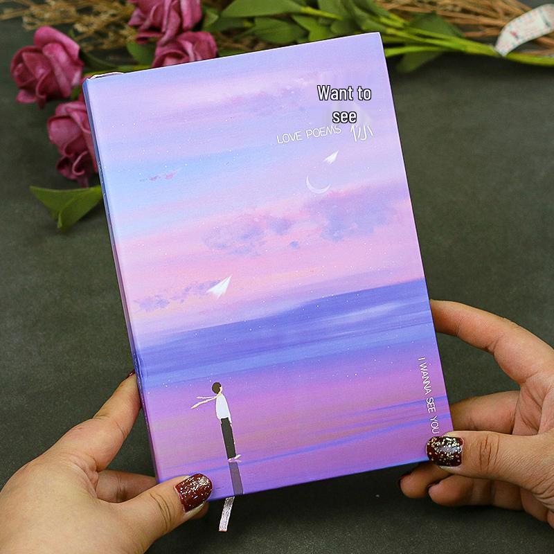 Diário Fofo Estilo Retrô Coreano para Estudantes - Páginas Coloridas, Caderno Grosso