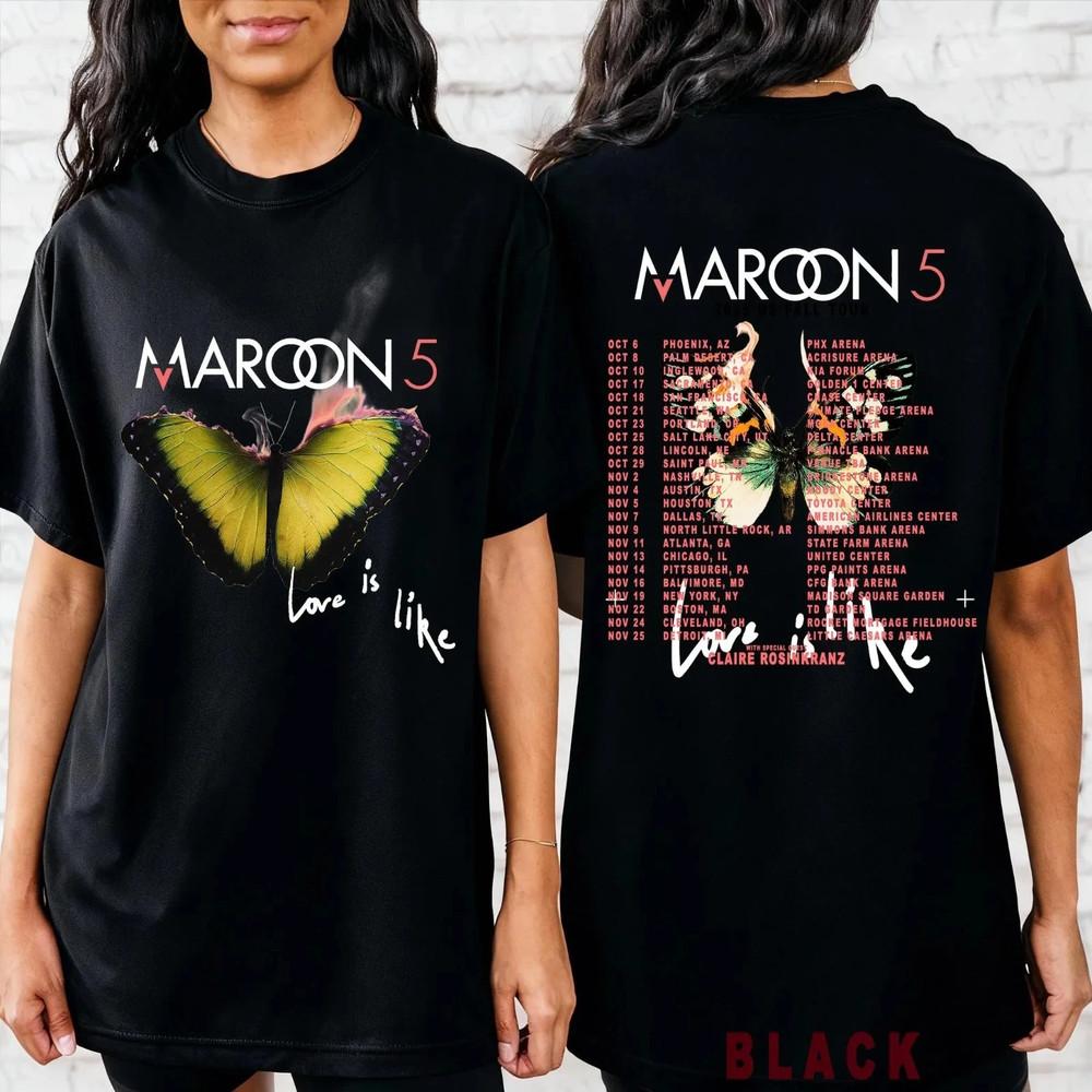 Maroon 5 2025 US Fall Tour Shirt Butterfly Graphic T-Shirt