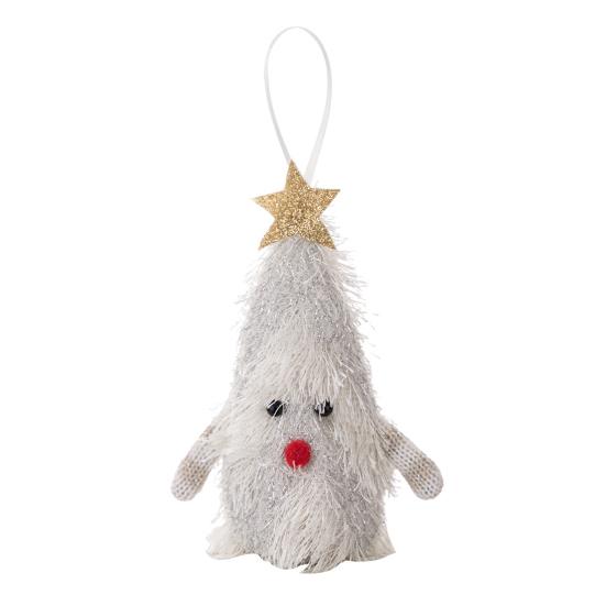 Light-up Plush Christmas Tree Doll Decoration Stuffed Fluffy Xmas Tree Shaped Gnome Elf Ornament with Glitter Star Topper for Hotel Mall Window Decor