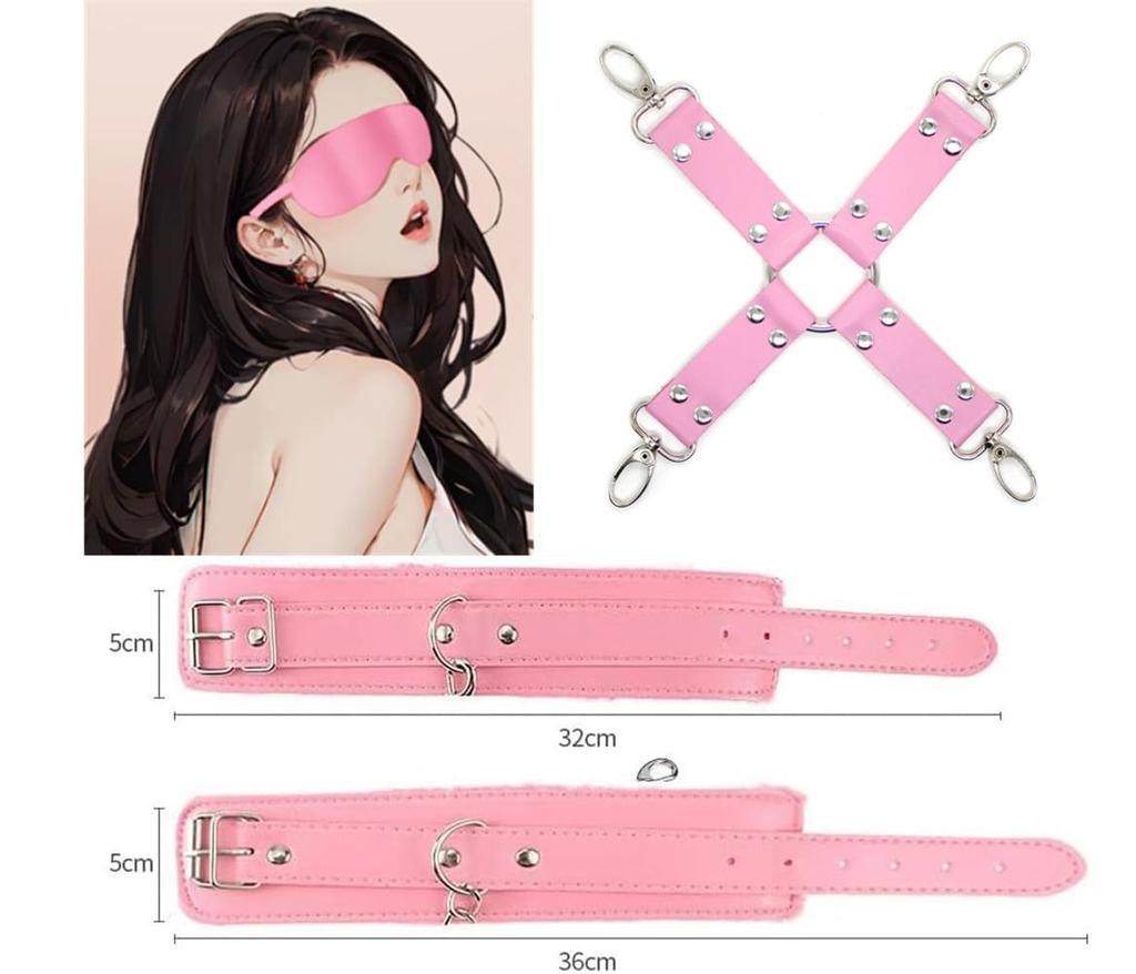 BAOQISHAN Samcos SM Restraints Ankle Ankle Eye Adult SM SM Cosplay 11-piece Set, Restraints, Handcuffs, Cuffs, Collar, Cuffs, Gag, Mask, Adjustable,