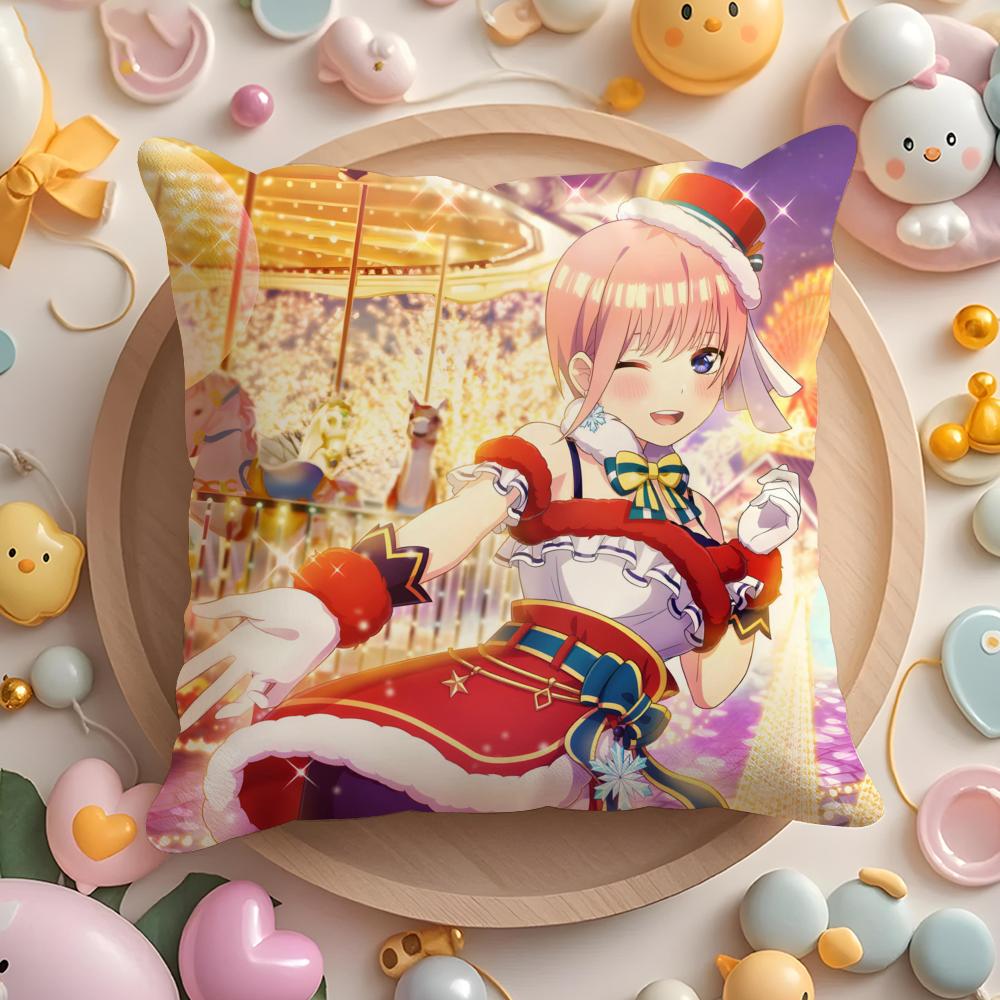 Q-Quintuplets Nakano Ichika Miku Cushion Cover Plush Fabric Soft Double-Sided Printed Sofa Warm Winter Home Gift Pillow Cover