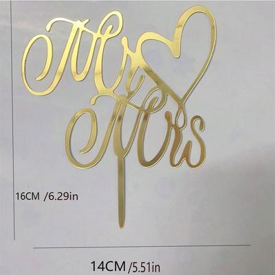 3 ks Zlatý Topper na Dort MR&MRS Srdce Akrylový Dekorace na Pečení Dortů Svatba Zásnuby Party Dárky