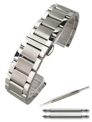 Calme Watch with a Stainless Steel Matte and Polished Straight 18mm To 24mm Strap, Finish, Push-button Bracelet, Link, (20mm, Silver)