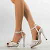 Fashion Luxury String Bead Open Toe Sexy Lace Sandals Women Ankle Buckle Strap Stiletto Heels Party Prom Shoe Summer Pumps Zapatos Mujer