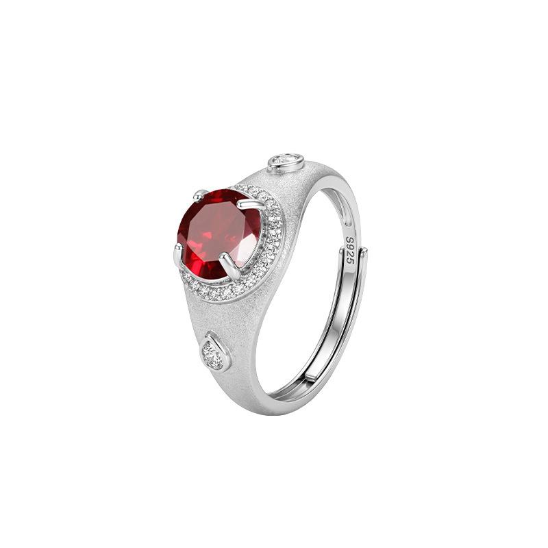 Natural colored treasure ring s925 silver brushed craft inlaid with olivine crystal stone light luxury niche gift for girlfriend