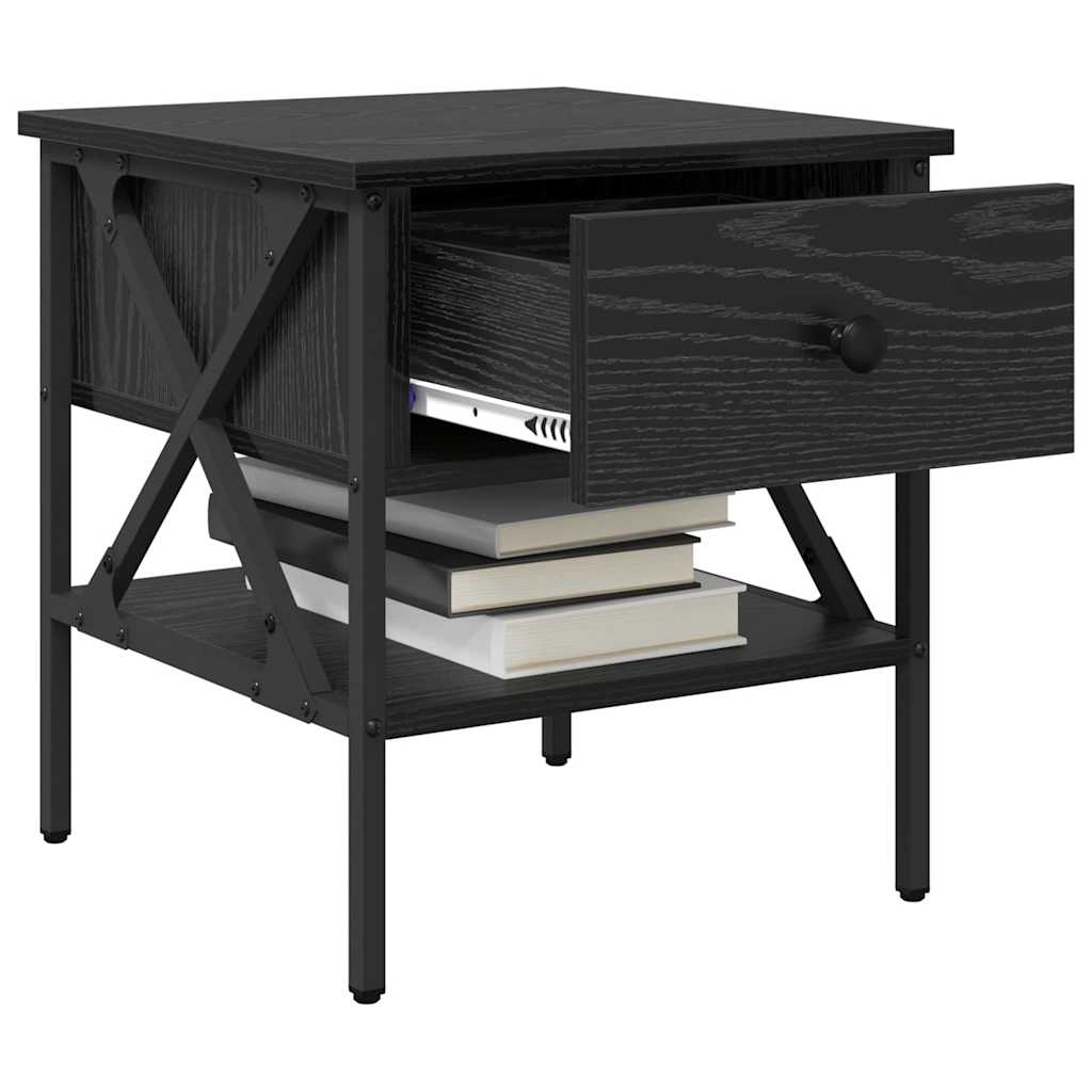 Nightstand with Drawers Black Oak Effect 40 X 42 X 45 Cm