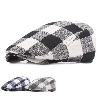 Cotton Cap Women's Plaid Beret Forward Cap Men's Sun Hat