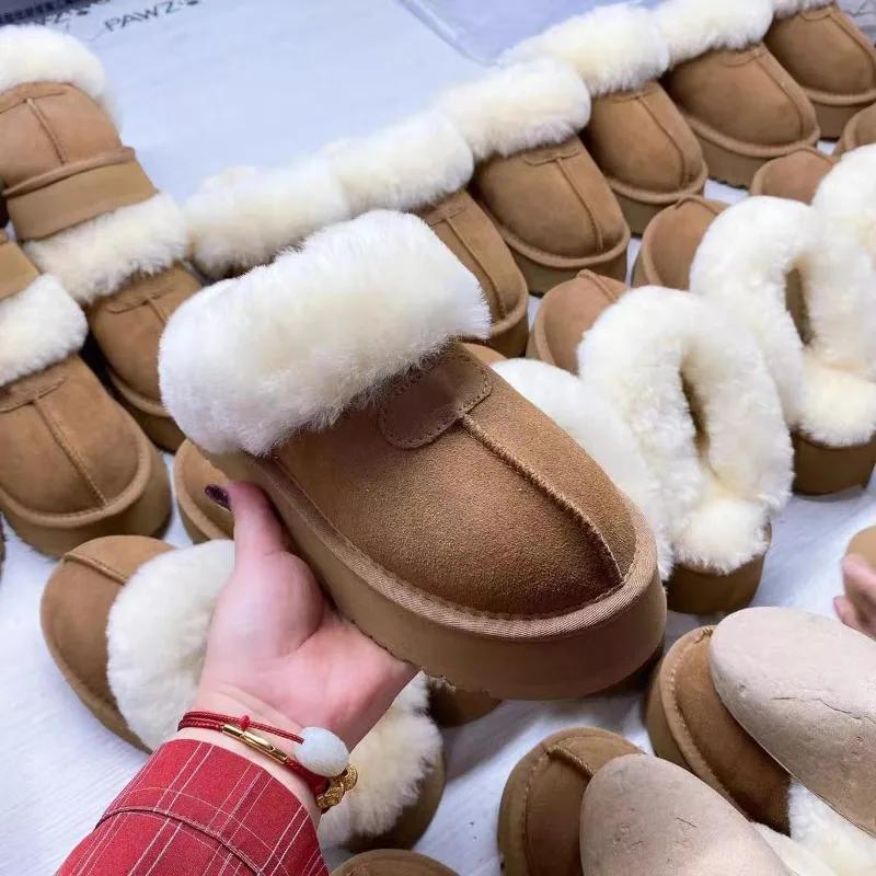 Women Slipper 2024 Selling New Furry Design Classic Winter Warm Botas Mujer Indoor Thick-soled Comfortable Open-toe Cotton Shoes