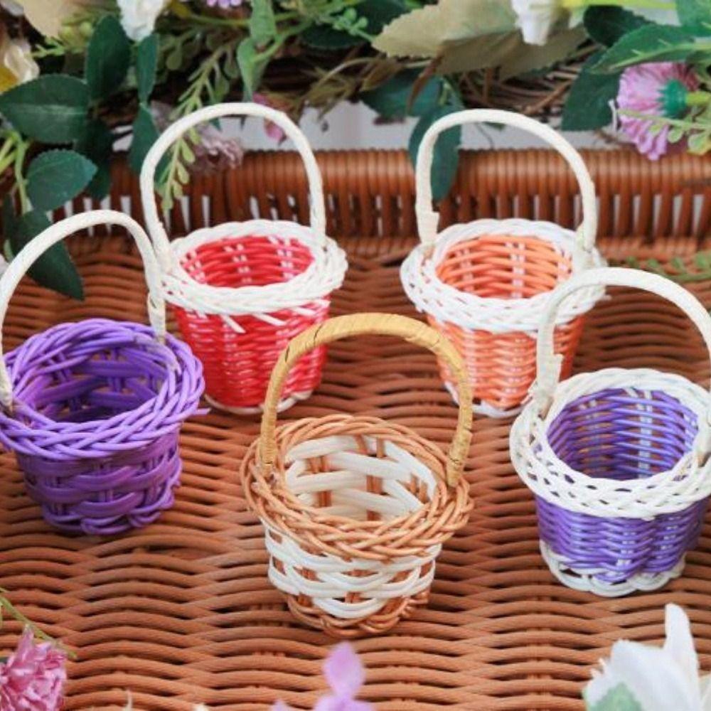 DIY Handmade Dolls Hand Woven Basket Fashion Vine Weaving Basket Children's Day