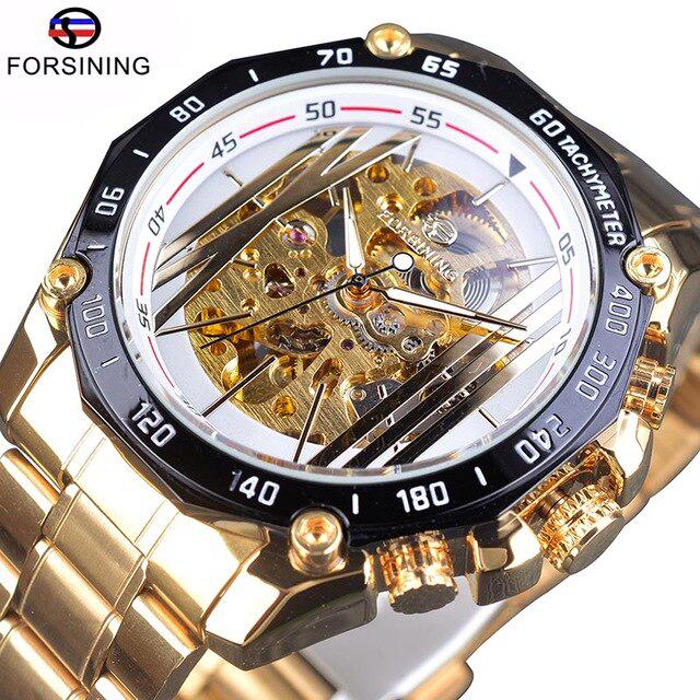 Forsining Luxury Steampunk Dial Men Creative Automatic Mechanical Wrist Watch Military Sport Design
