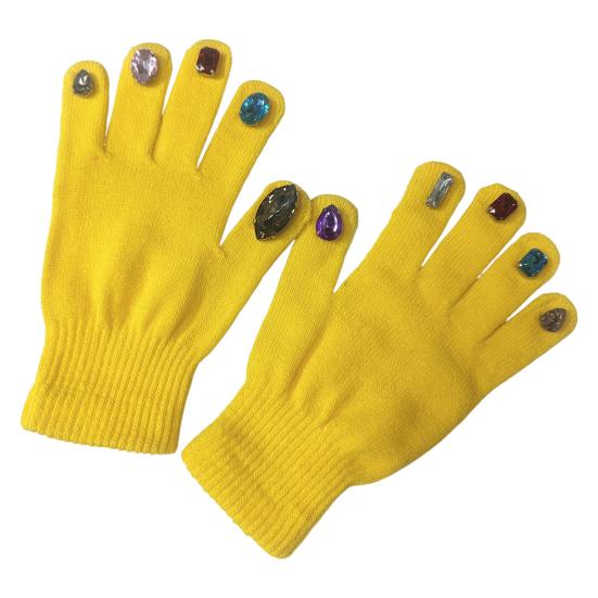 Faux Diamond Knitted Gloves Women Cotton Thickened Winter Gloves Windproof Riding Outdoor Mittens Fashion Accessories