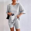 Ensemble short ample à col rond et couleur unie pour femme