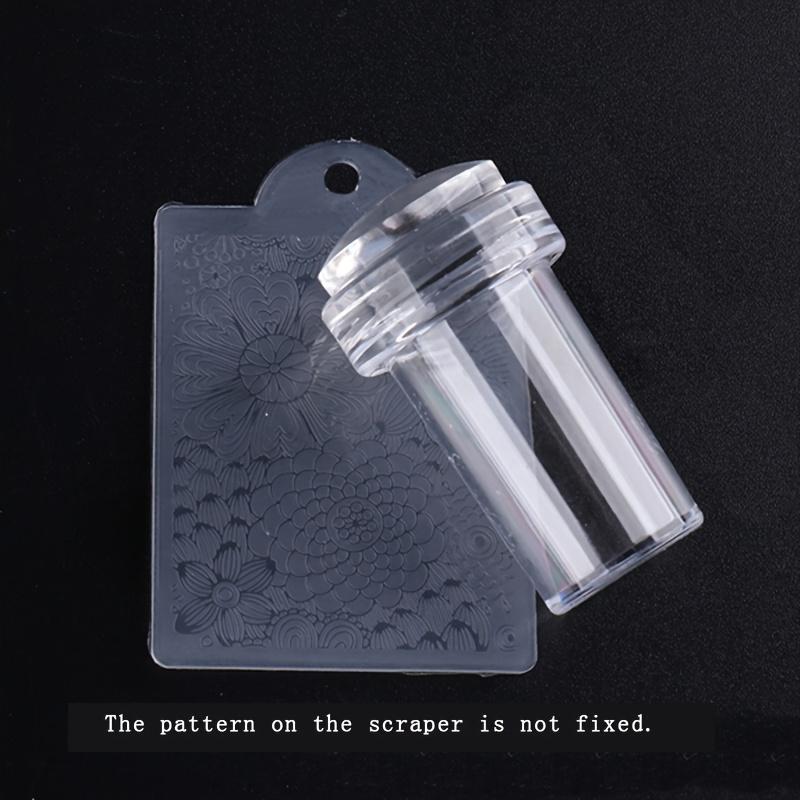 Set of Nail Art Stamps and Scrapers Removable Design Transparent Nail Art Stamps DIY Nail Art Decoration French Manicure Tools