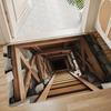 3D Optische Täuschung Treppen Tunnel Fußmatte, Kreativer Rutschfester Maschinenwaschbarer Teppich für Eingangsbereich Wohnzimmer Heimdekoration