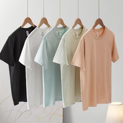 Cotton Short-sleeved T-shirt Men's Fashion Trend Black and White Clothing T-shirt Summer Men's and Women's Shirts with Pure Color Simple Match