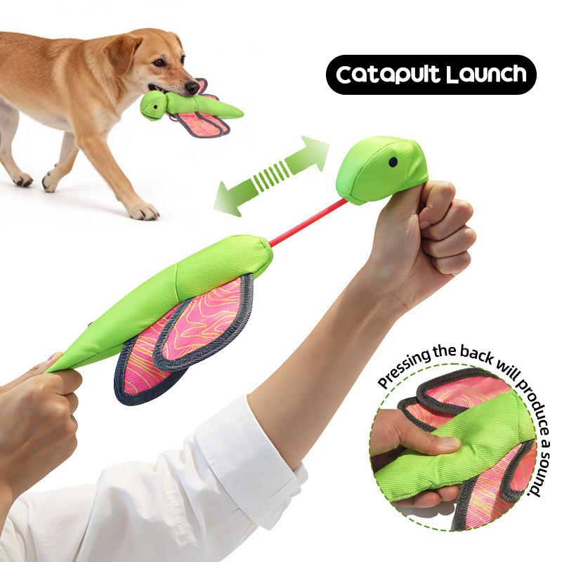 Oxford Cloth Interactive Pet Toy With Sound Ejecting Flying Insects For Dogs Outdoor Play