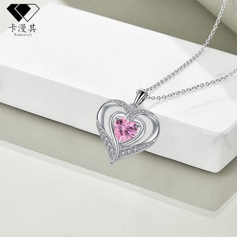 Heart Shape Rhinestone Pendant Necklace Women Copper Chain Fashion Jewelry 2025