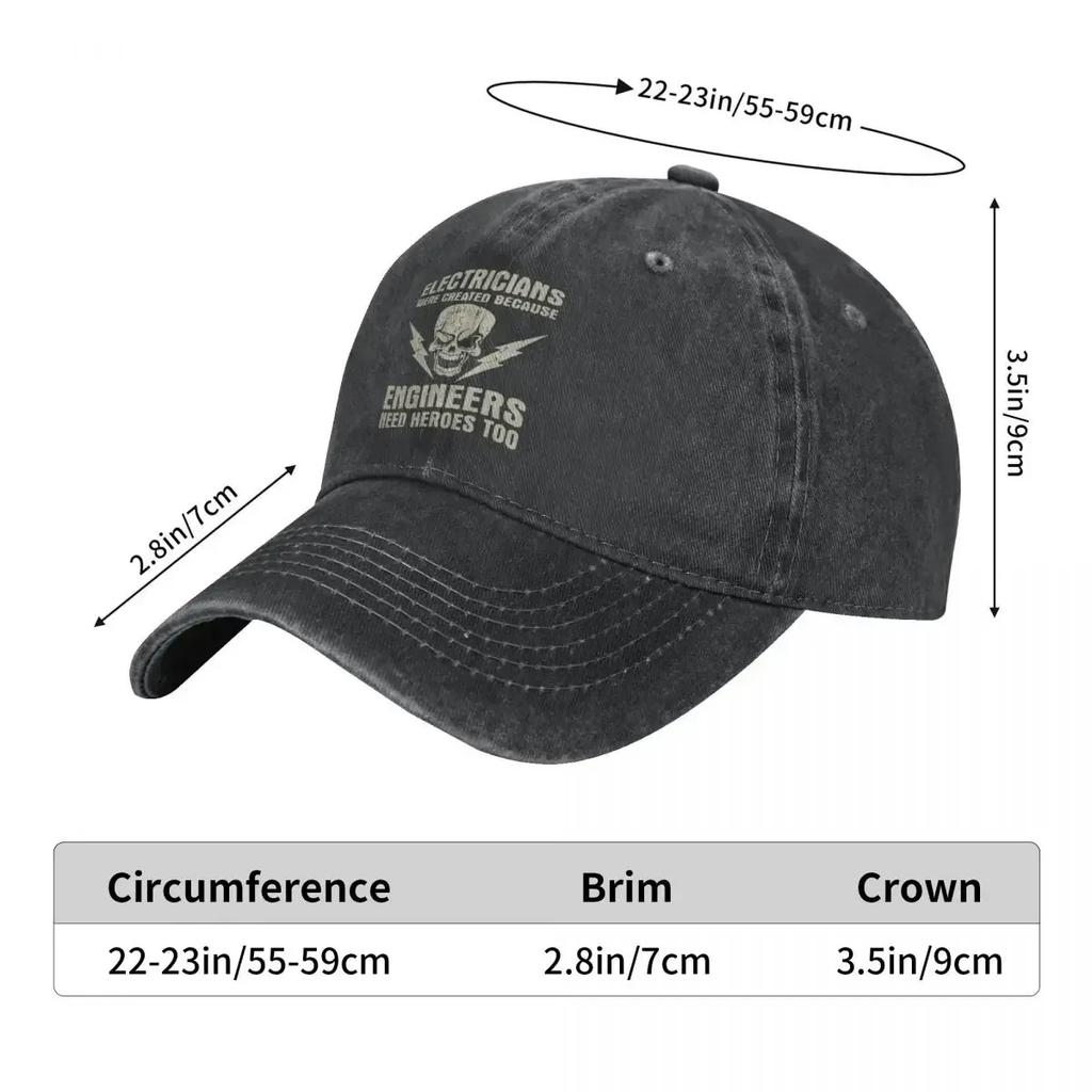 Casual Electrician Are Created Because Engineers Need Heros Too Baseball Caps Unisex Distressed Cotton Headwear Gift Caps Hat