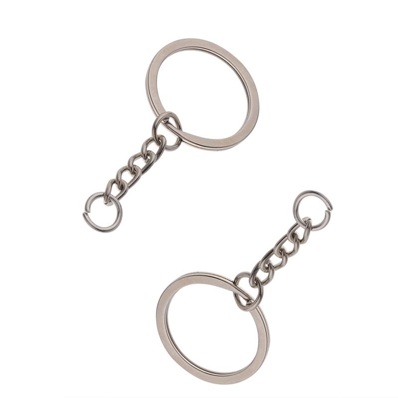 

10pcs/lot Flat Key Chain Key Ring Keychain Long Round Split Keyrings Keychain For Jewelry Making Accessories Wholesale 25mm