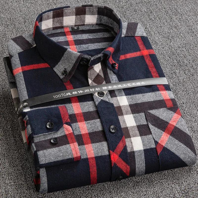 Nuove Camicie a Quadri per Uomo Taglie Forti Tempo Libero Uomo 100% Cotone Invernali Calde Flanella Casual a Quadri Oversize Manica Lunga