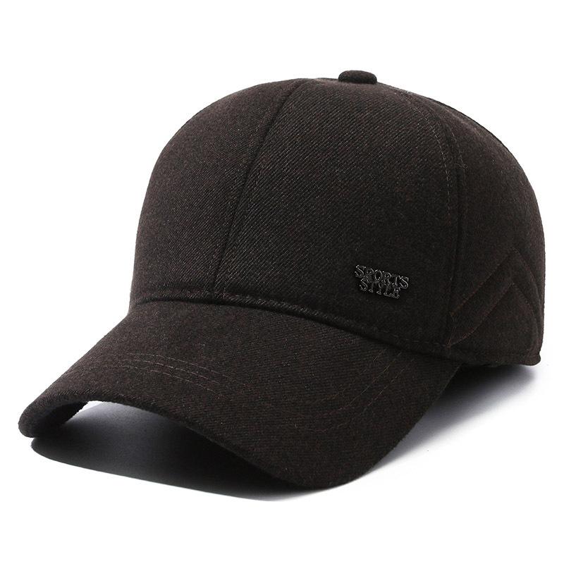 Men'S Thermal Ear Protection Cap Middle-Aged And Elderly Cotton Hat Dad Hat Cold-Proof Cap Outdoor Piled Thick Baseball Cap