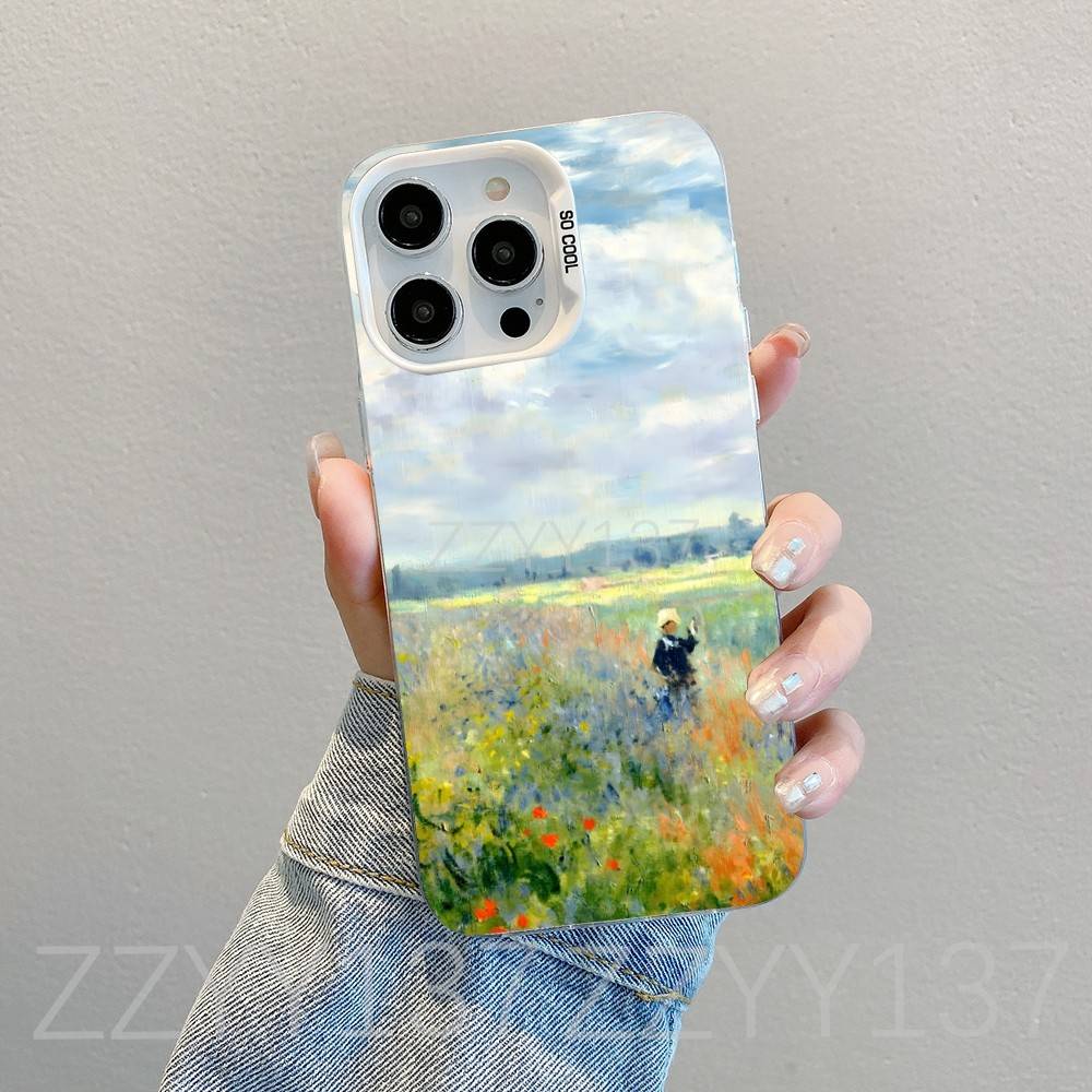Paintings Monet Claudes Phone Case For iPhone 16,15,14,13,12,11,8,7,Pro,Max,Plus,Mini,XS,SE White Candy Matte Shockproof Cover