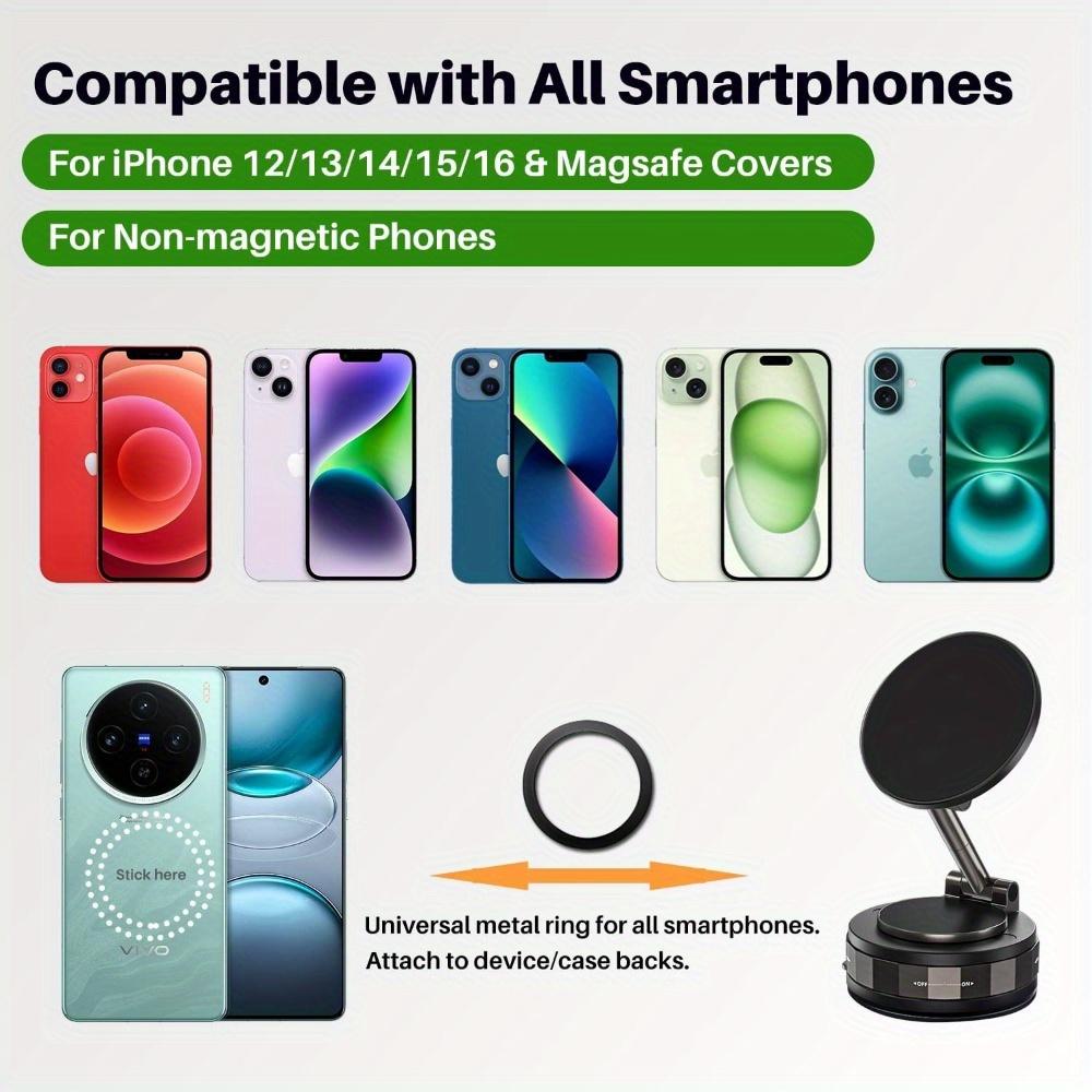 Magnetic Phone Holder, Upgraded Aluminum Alloy, 360° Rotatable & Foldable Design with Vacuum Suction Cup