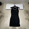 Xiangjia 2026 European-Style Rhinestone Knit Vest Dress