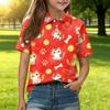 Kids Casual Short Sleeve Polo Shirt Animal Print Toddler Boys Girls Summer Lightweight Breathable Top