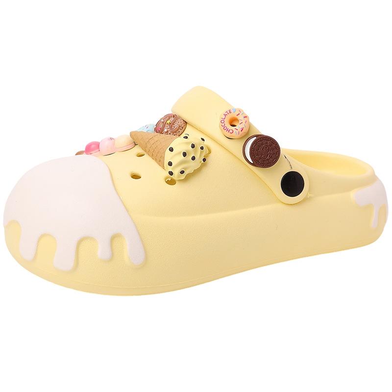 [BRSO] Cartoon cone soft-soled hole shoes are fashionable and versatile, cute, soft and cute in summer, and wear thick-soled cool slippers.