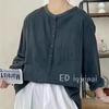 Retro Double-Layer Cotton Gauze Top: Versatile Half-Button Casual Pullover for Spring/Summer