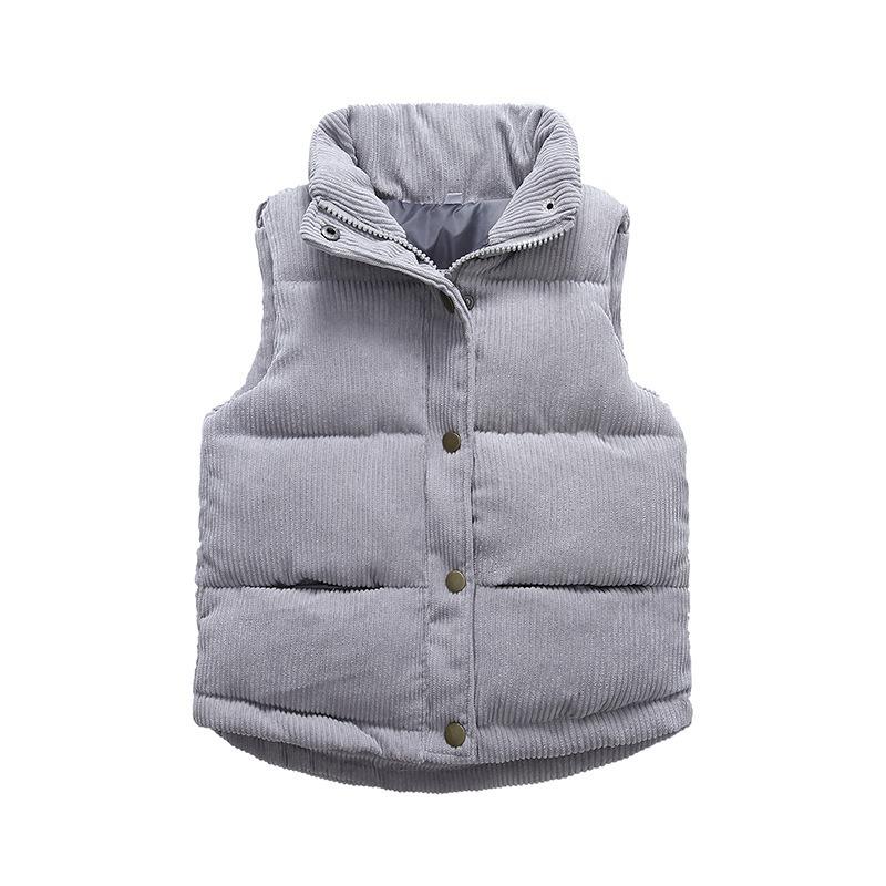 2023 Autumn Corduroy Standing Collar Vest Children Warm Thicken Vest Baby Cotton Waistcoat Kids Outerwear Coat Boys Girls Jackets Vest