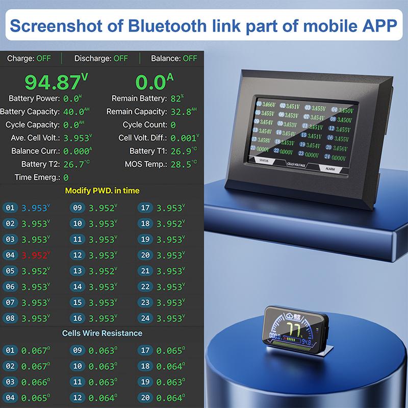 JIKONG BMS LCD Display 2.3 4.3 Inch Lithium Battery Smart Bms Accessories Intelligent Battery Level Indicator JIKONG BMS Monitor