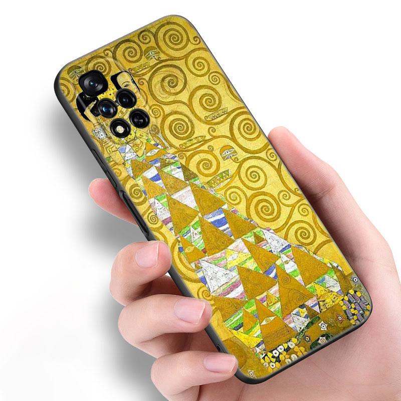 Art Gustav Klimt Black Silicone Phone Case For Xiaomi POCO X3 X4 NFC F5 M3 M4 M6 X5 X6 Pro F3 F4 GT 5G C55 C65 M5