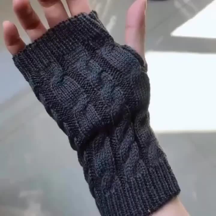 4 Pairs Stay Warm & Stylish This Winter: Fingerless Knit Long Gloves for Women