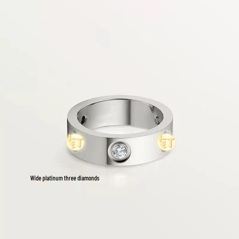 Classic LOVE Ring: 18k Rose Gold Narrow Band - Options with No, Single, Three, or Full Diamonds for Men’s and Women’s Couple Wedding Bands.