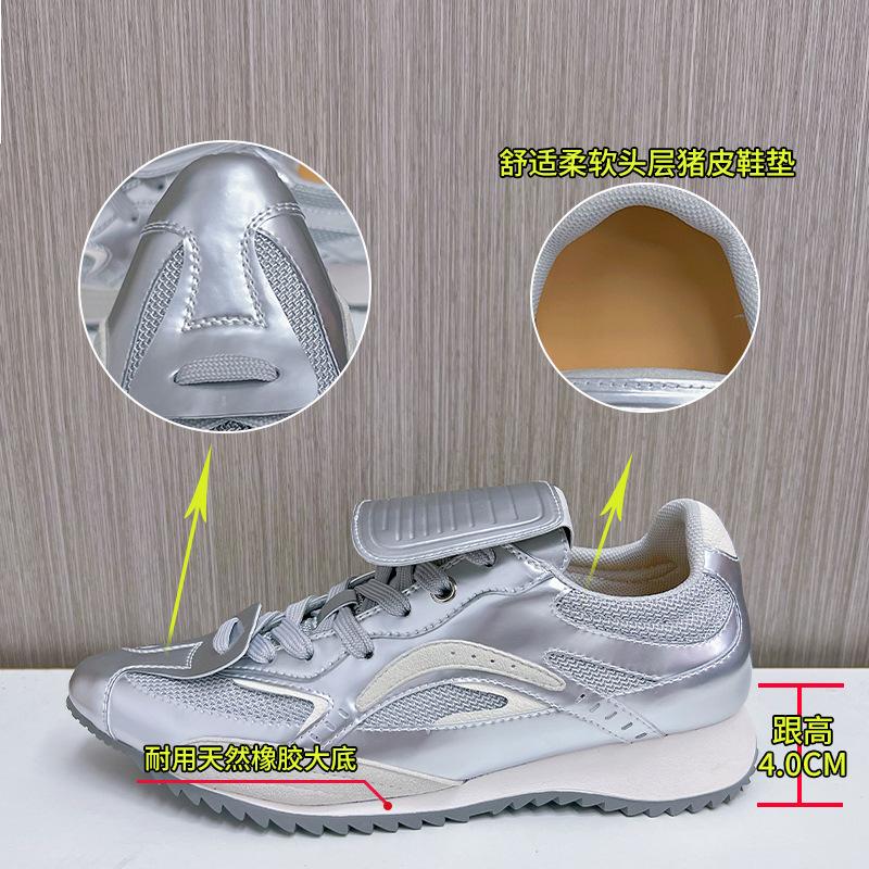 Leather sneakers women's spring pointed dad shoes women's casual platform shoes women's shoes trendy retro leather single shoes