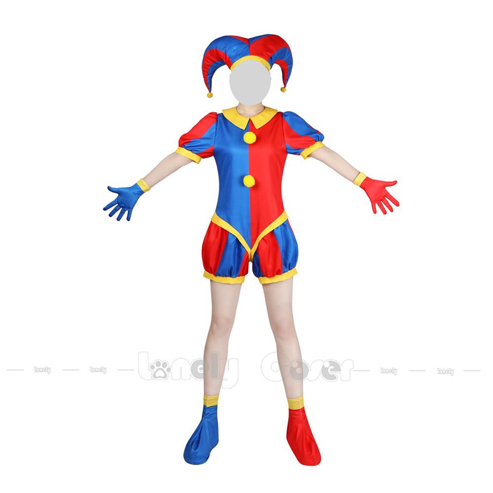 The Amazing Digital Circus Pomni Cosplay Costume Cartoon Uniform Hat Gloves Halloween Party for Women Adults Kids Costume Cos