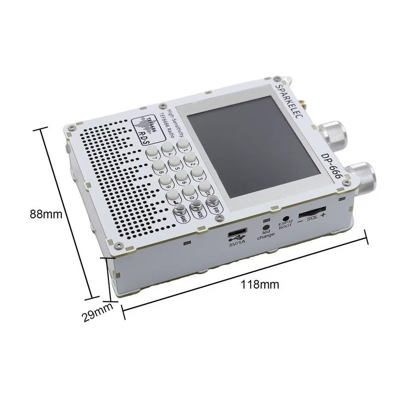 DP-666 Radio TEF6686 Alta Sensibilidad Banda Completa FM AM LW MW SW Onda Corta ESP32 RDS LCD IPS de 2.8 pulgadas