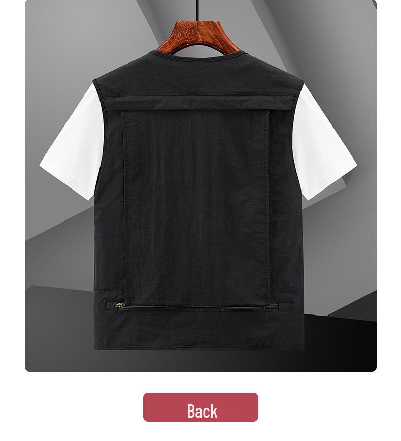 Men's Outdoor Multi-Pocket Mesh Fishing Vest with Logo Print