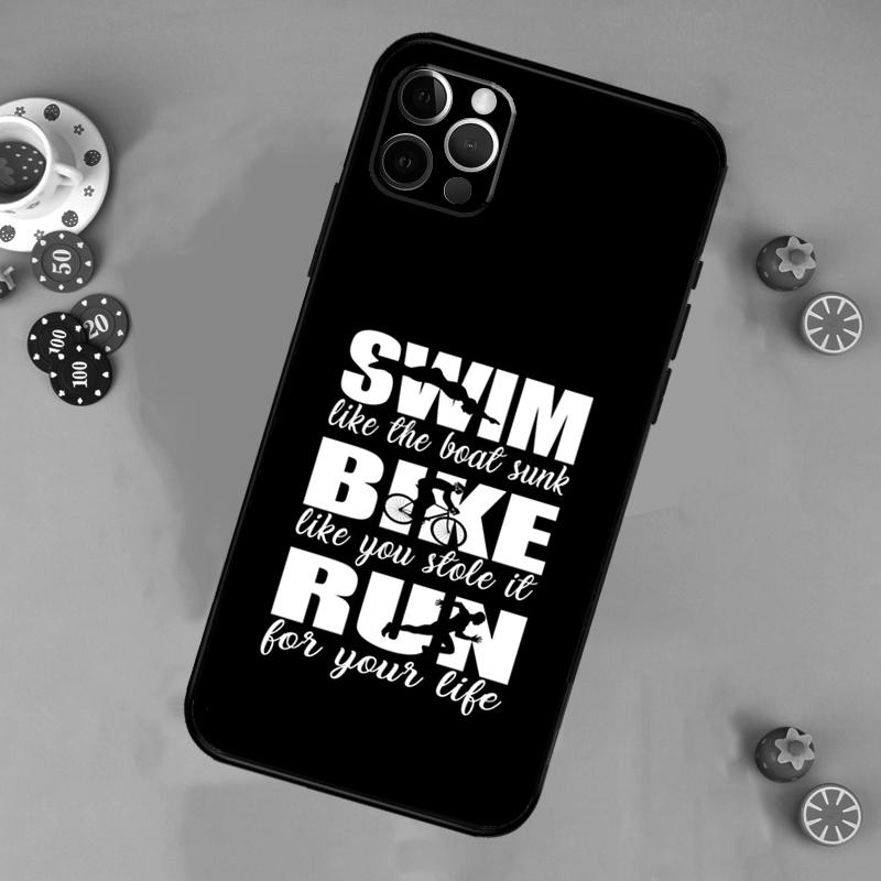 Triathlon Tri Life Swim Bike Run Case For iPhone 16 15 14 Pro Max 14 Plus 11 12 13 Pro Max Mini X XR XS Back Cover