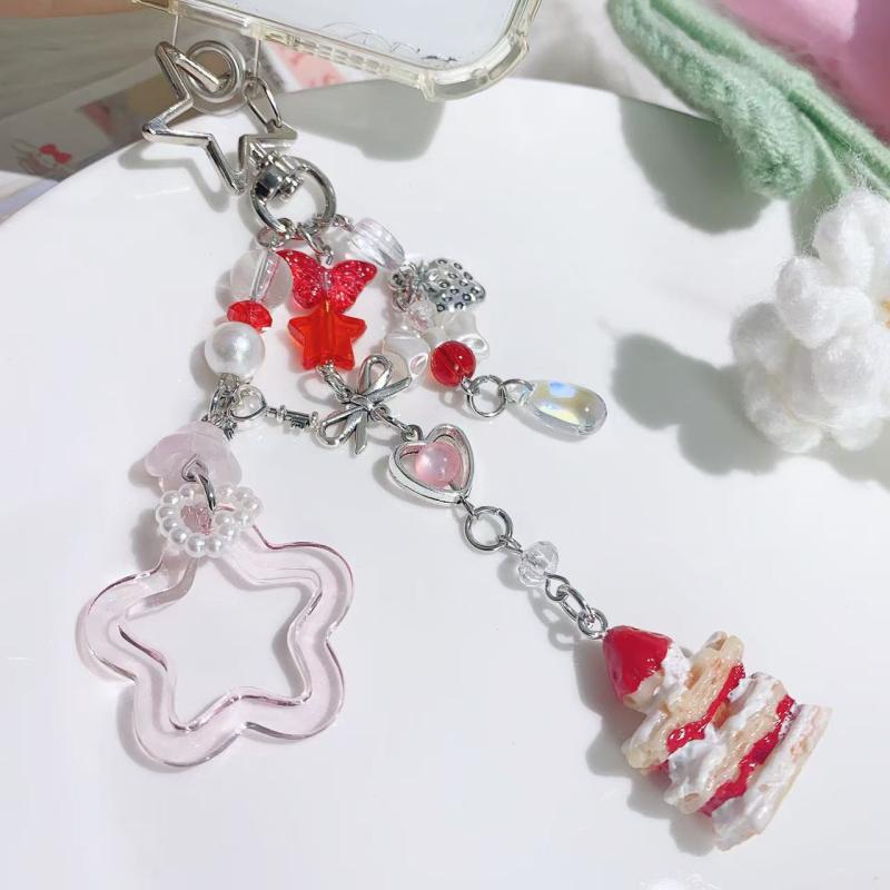 Cute Strawberry Cake Short Mobile Phone Lanyard Bag Pendant For Women  Versatile Keychain Backpack Decoration Gifts