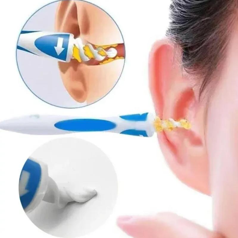 Smart Silicone Rotary Threaded Ear Hollowing Tool with Soft Silicone 16 Replacement Tips Ear Wax Remover