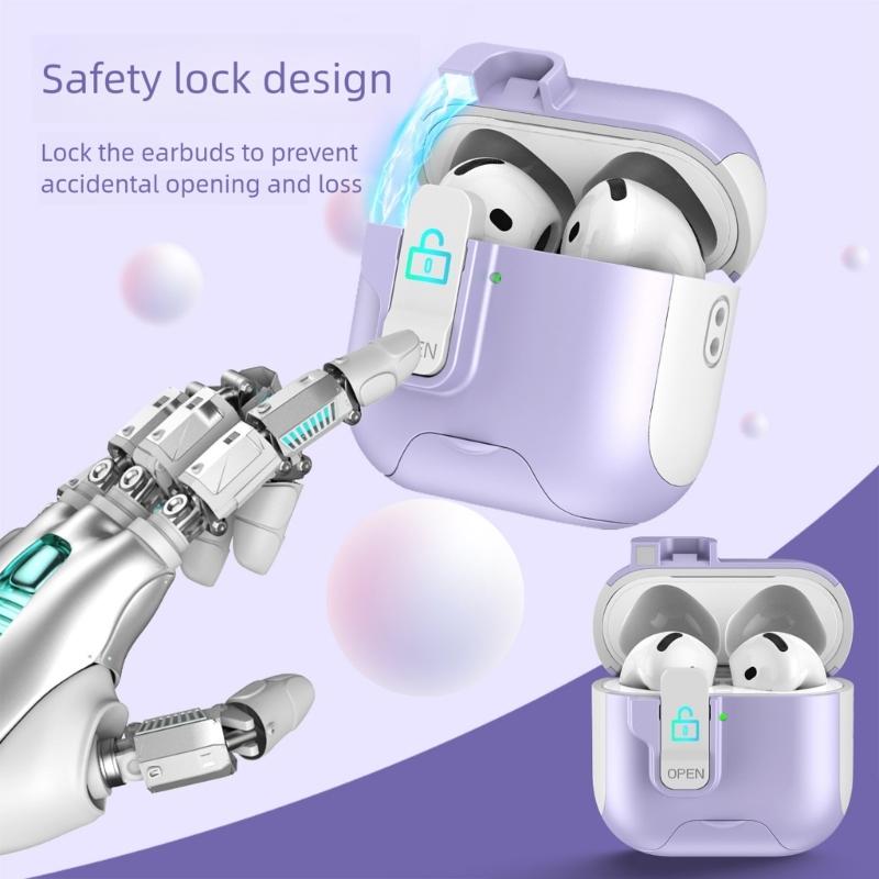 Secure Lock Design Protective Cover With Hiddens Phone Holder Compatible for Pro3 Earbuds Charging Case Shell Holder