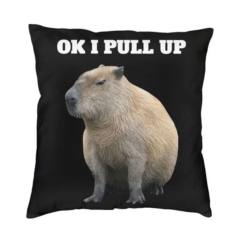Capybara Try Eating Cushion Cover Nordic Pillow  for Car Sofa Printed