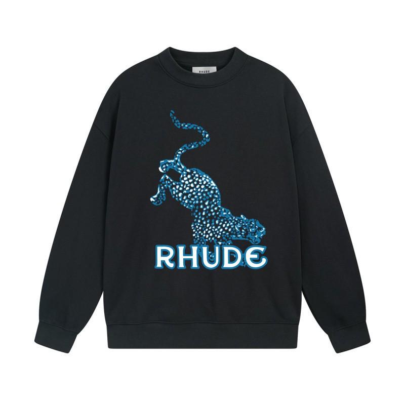 Rhude Vintage Letter Print Oversized Hoodie Men Women Casual Streetwear Sweatshirt