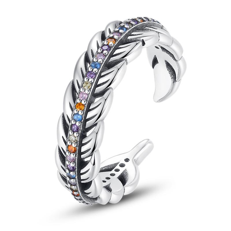 Real 925 Silver Feather Butterfly Flower Sun Moon Animal Design Open Rings Fit For Wedding Party Fine Jewelry