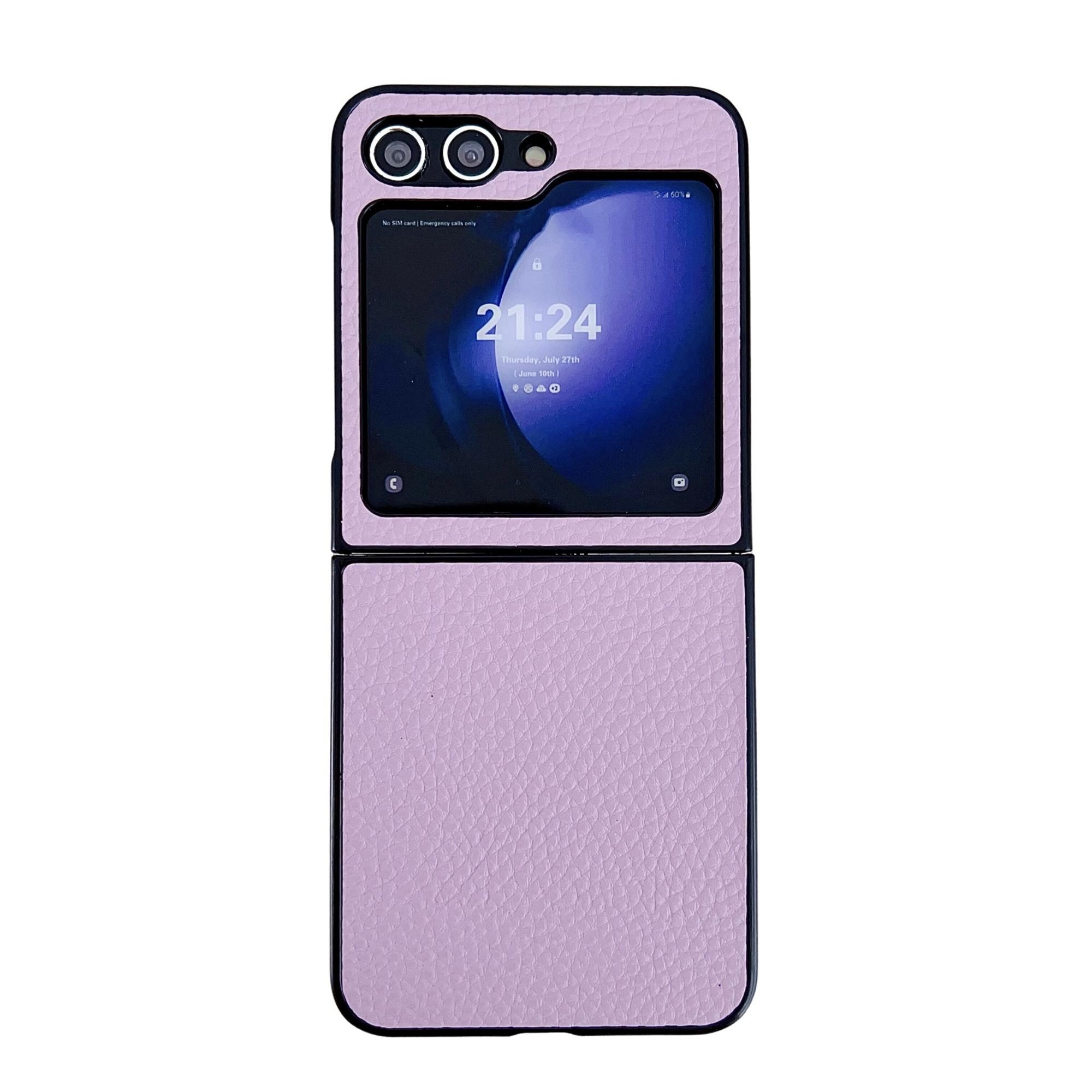 

For Samsung Galaxy Z Flip7 FE 5G/Z Flip6 5G Case Litchi Texture Leather+PC Shockproof Phone Cover Purple