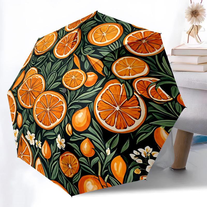 1pc Oranges, Citrus Automatic Folding Umbrella - Portable Collapsible 8-Rib Umbrella for All Seasons Yy251119144