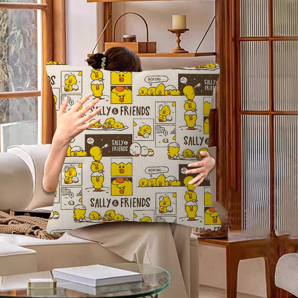 Cute Cartoon Art Duck Pillow Gift Home Office Decoration Bedroom Sofa Car Cushion Cover case 45x45